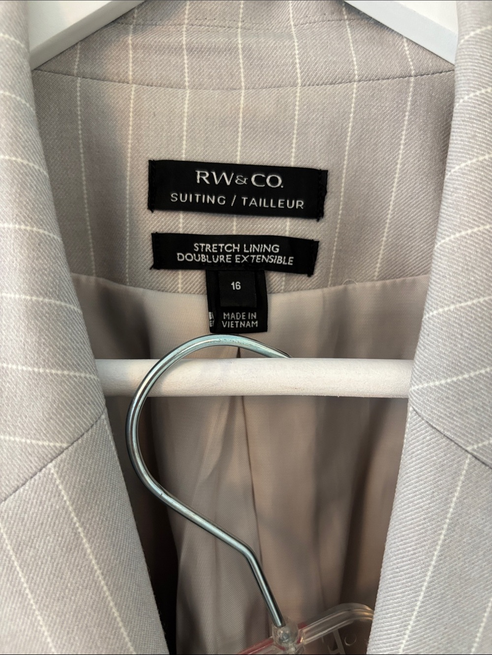 RW&CO. Light Grey and White Pinstripe Blazer and Matching Trousers - Picture 2 of 7